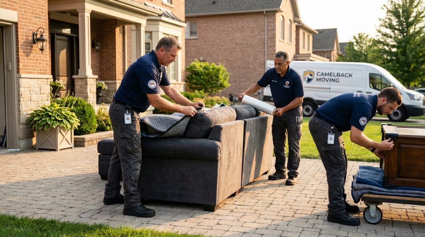 Large estate moving crew wrapping furniture in Conyngham, PA
