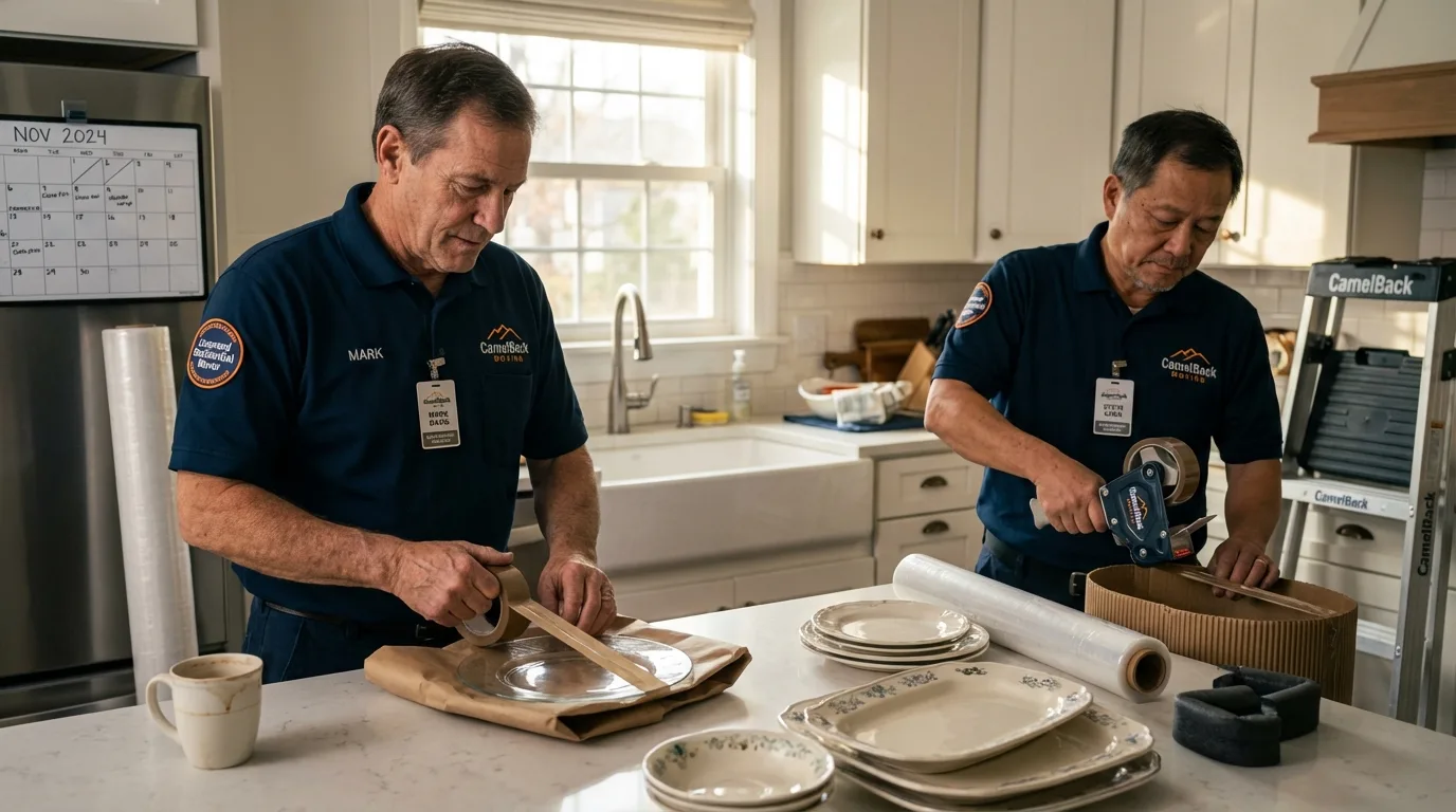 Professional crew packing kitchen dishware in Conyngham, PA