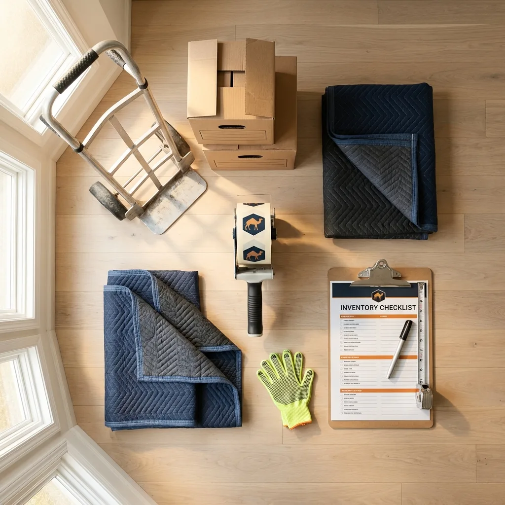 Professional moving supplies and packing materials layout for Conyngham residential relocations
